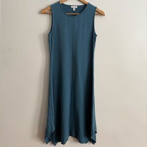 Garnet Hill Sleeveless Tencel Midi Dress | Teal Blue | XS